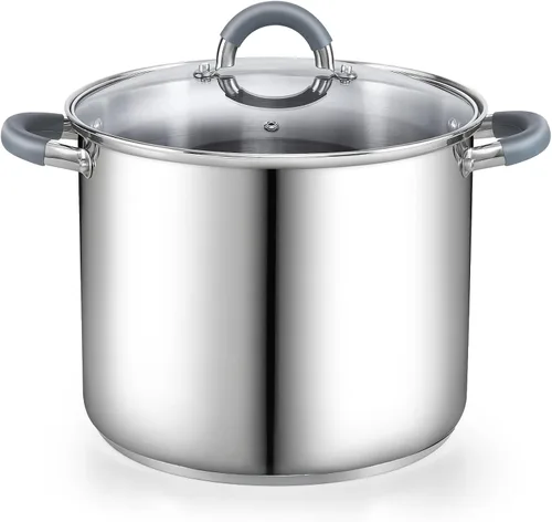 Vista 15 de Cook N Home Olla de acero inoxidable de 3 cuartos de galón, olla pequeña con tapa de vidrio, olla básica para saucier, asas de silicona que se