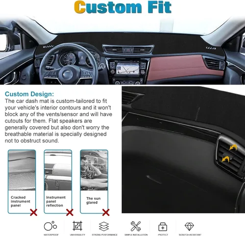 Vista 7 de x xotic tech Alfombrilla para consola central para tablero de instrumentos precortada, antideslizante, protector solar antirreflejos, cubierta