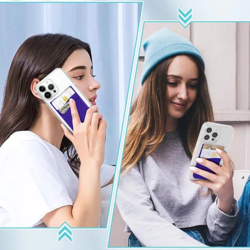 Vista 2 de SHANSHUI Soporte para tarjetas de teléfono, paquete de 3 fundas de silicona para tarjetas de crédito, tarjeta de visita, bolsillo para iPhone
