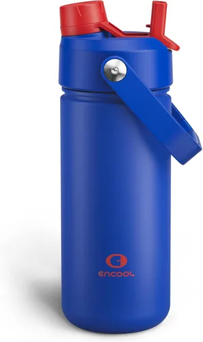 Vista 118 de Botella de agua aislada para niños con popote, botella de agua de acero inoxidable de 12 onzas con boquilla doble, a prueba de fugas, sin BPA, al