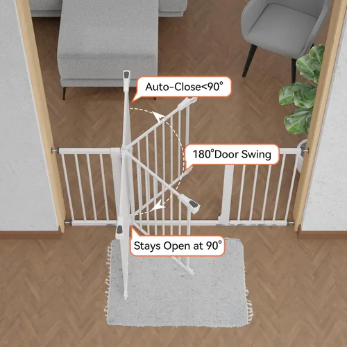 Vista 7 de BABELIO Puerta de bebé de metal extra ancha de 29 a 55 pulgadas y puerta de bebé de 26 a 40 pulgadas, puerta para perros para escaleras y puertas