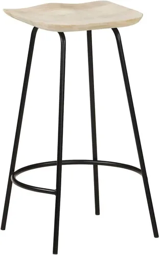 Vista 5 de Solid Mango Wood Bar Stools Set of 2 with Built-in Footrests Bleached Finish Counter Height Kitchen Island Stools for Home Dining and Living Room