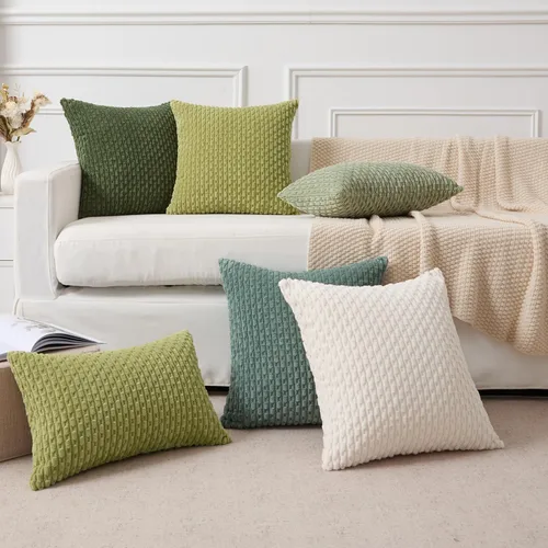 Vista 307 de Kevin Textile - Juego de 2 fundas de almohada decorativas de pana suave, estilo bohemio, a rayas, decoración del hogar para sofá, cama, sofá y sala