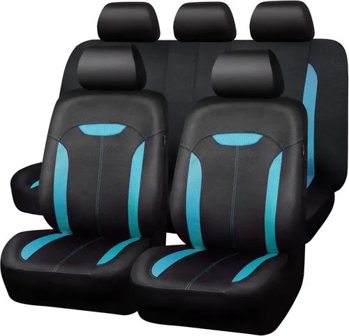 Vista 7 de CAR PASS Juego completo de fundas de asiento de automóvil transpirables de malla de aire 3D en tela, ajuste universal compatible con el 95%