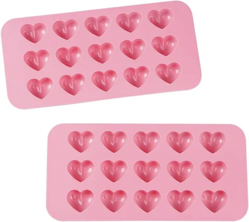 Vista 4 de Webake Heart Molds - Moldes de silicona para caramelos de chocolate, 15 cavidades, mini bandeja en forma de corazón para gomitas, gelatina, fondant