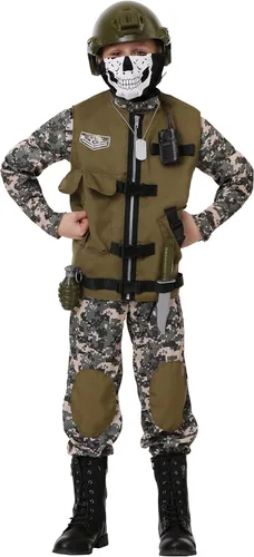 Kids Camo Trooper Costume Tactical Vest Camouflage Army Costume Child