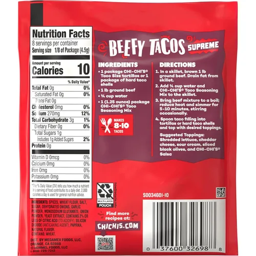 Vista 2 de CHI-CHI'S Mezcla de condimentos para tacos, 1.25 onzas (paquete de 24)