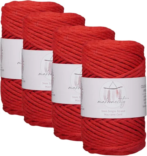 Vista 50 de Makromecity, Cordón de macramé de un solo hilo de 3 mm x 100 yardas (300 pies) de 3 mm de cordón de algodón azul bebé para arte y manualidades