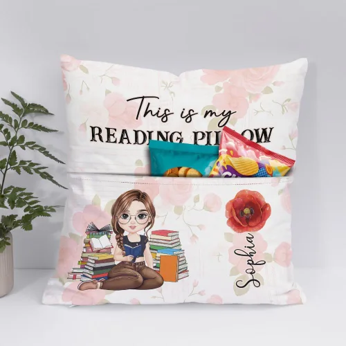 Vista 12 de ENCYCOM Almohada de bolsillo personalizada para lectura de libros, almohadas de lectura personalizadas con nombre, regalo único para niñas, mujeres