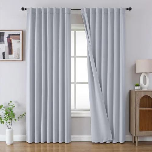 Vista 14 de CUCRAF - Juego de 2 paneles de cortinas opacas de 54 pulgadas, cortina con bolsillo para varilla y pestaña trasera, cortinas oscuras con aislamiento