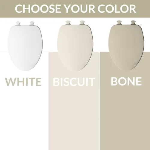 Vista 4 de Asiento de inodoro CHURCH, bisagras de liberación de limpieza fácil para limpiezas profundas, asiento de madera esmaltada duradera, alargado, blanco