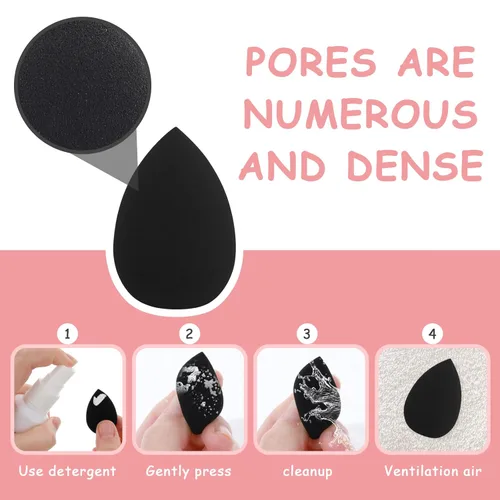 Vista 5 de Sibba Esponja de maquillaje, esponja de belleza para mezclar maquillaje, esponja de mezcla de base para base, crema y polvo, esponjas de maquillaje