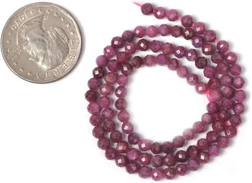 Vista 2 de Cuentas sueltas de rubí natural de 16 pulgadas para hacer joyas