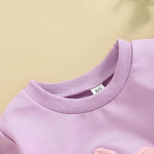 Vista 107 de Traje de San Valentín para bebé, niña, niño, traje de San Valentín, sudadera de manga larga con estampado de corazón