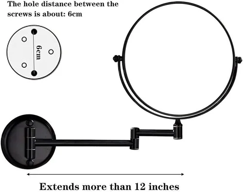 Vista 6 de LIDON Espejo de maquillaje montado en la pared de 8 pulgadas, aumento 1X10X, doble cara, giratorio 360, extensible para afeitar, espejo cosmético