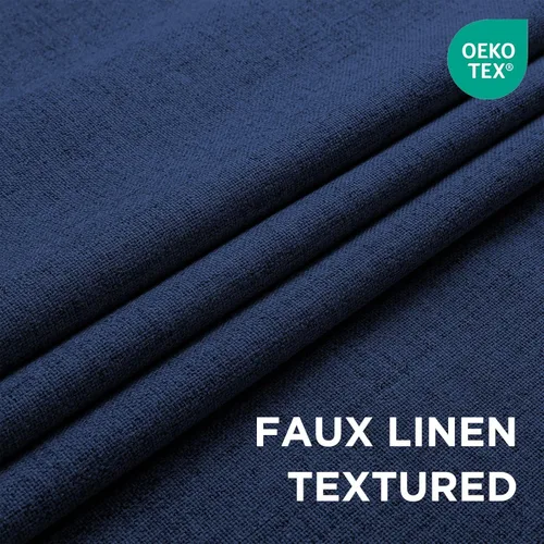 Vista 64 de CUCRAF Juego de 2 paneles de cortinas 100% opacas de 54 pulgadas de largo, cortinas texturizadas de lino para oscurecer la habitación, con ojales