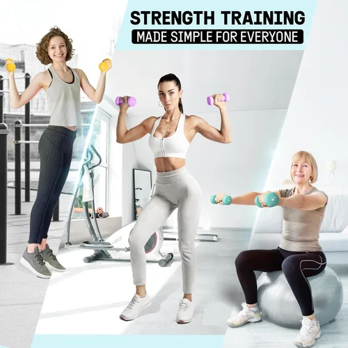 Vista 4 de Yes4All Neoprene Coated Dumbbell Hand Weight Sets - Multiple Weight Options with Rack, Anti-roll, Anti-Slip, Hexagon