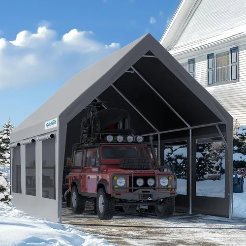 Vista 11 de Quictent Cochera resistente de 10 x 20 pies con puertas laterales con cremallera y cables de acero a prueba de nieve y ventanas ventiladas, refugio