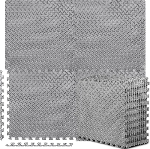 Vista 12 de BEAUTYOVO Tapete de ejercicio tipo rompecabezas con 12/24/48 baldosas de espuma entrelazadas para gimnasio, baldosas de espuma EVA de 24'' x 24
