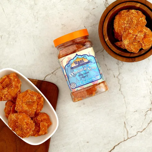 Vista 6 de Rani Masala Gur (Jaggery) Azúcar de caña sin refinar indio sin refinar, 17.5 oz (1.1 libras) tarro de PET de 17.64 oz ~ Apto para gluten Vegano