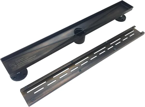 Vista 6 de Neodrain Drenaje lineal rectangular de 24 pulgadas con rejilla de patrón de ladrillo, drenaje de piso de baño de acero inoxidable 304, acabado