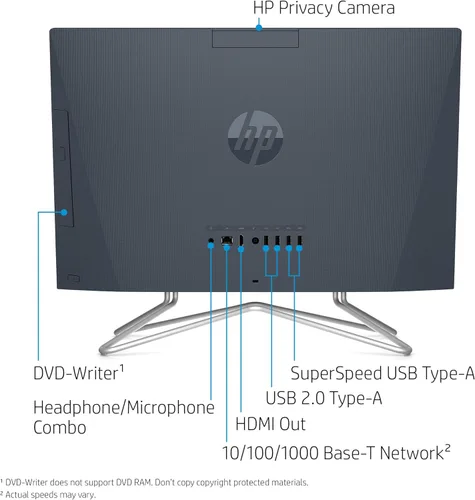 Vista 3 de HP PC todo en uno WLED Full HD de 22-DF de 21,5 pulgadas Intel Celeron G5900T 4 GB 256 GB SSD Win 10