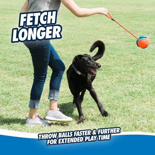 Vista 2 de Chuckit! Juguete de cuerda para perros - Bola en cuerda para buscar y tirar para perros - Construcción duradera de goma EVA - Diámetro de 5.5