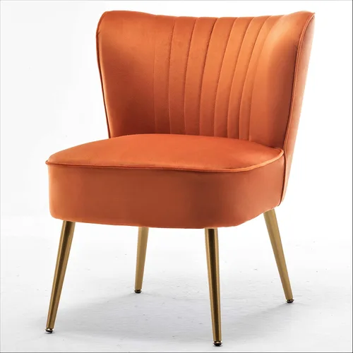 Vista 133 de Silla moderna de terciopelo para sala de estar, dormitorio o entrada, diseño elegante y cómodo sin brazos con patas de metal, color negro