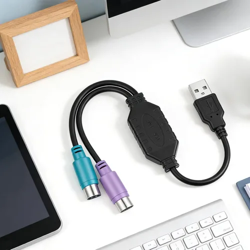 Vista 4 de Adaptador PS/2 a USB USB a PS/2 Plug Active Dual PS/2Adapter Accesorios para computadoras Adaptadores de teclado y mouse (negro)