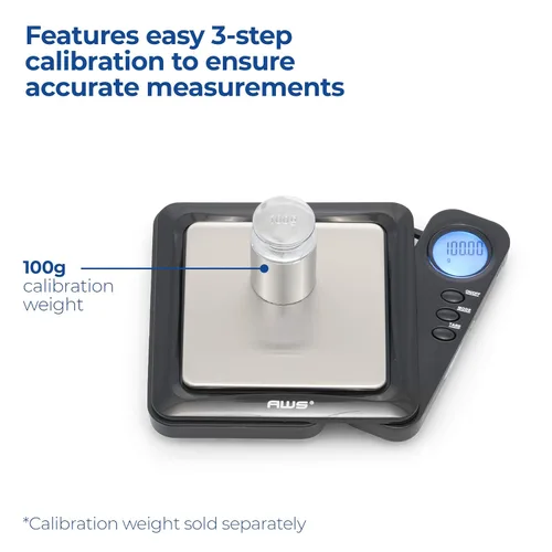 Vista 5 de Báscula digital de bolsillo con pantalla retráctil, escala digital mide 3.53 oz x 0.00 oz (negro), BL-100-BLK - AMERICAN WEIGH SCALES