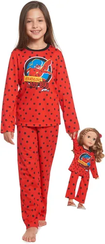 Vista 2 de Miraculous Ladybug - Pijama de 4 piezas para niñas pequeñas, camisa y pantalones a juego