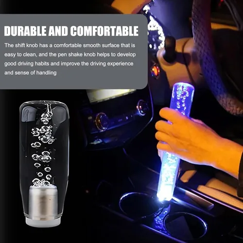 Vista 5 de 1 unidad de pomo de cambio LED para coche con burbuja, pomo de cambio de vehículo de cristal liso impermeable, reemplazo universal de pomo de cambio