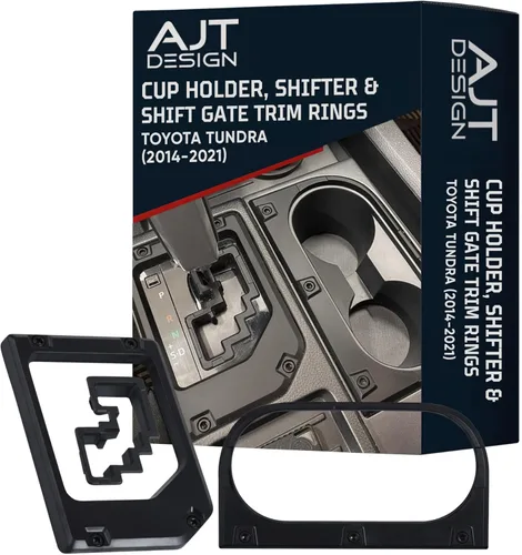 AJT DESIGN Anillos de moldura para portavasos, palanca de cambios y puerta de cambio para Toyota Tundra (2014-2021), kit de eliminación de cromo