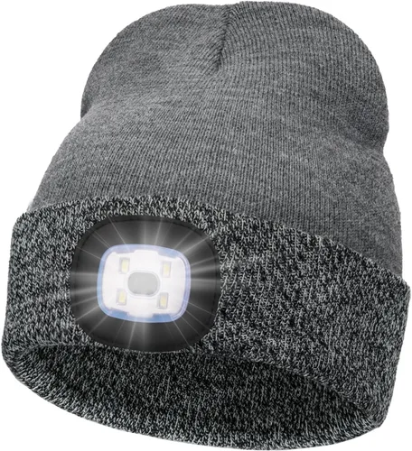 Vista 45 de MELASA Gorro unisex con luz, recargable por USB, manos libres, gorro LED, regalos de invierno para hombres Tinte amarillo albaricoque