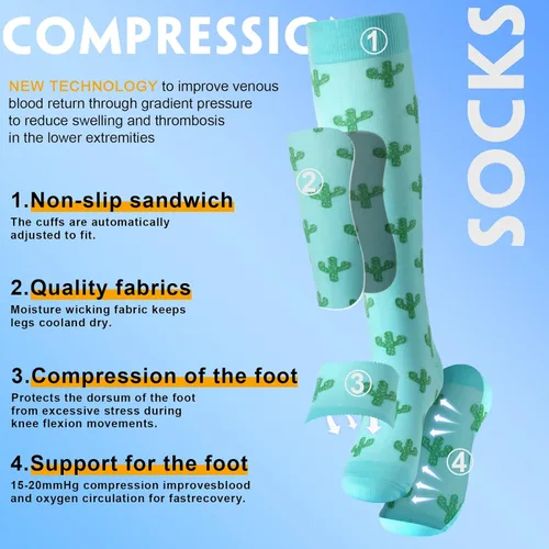 Vista 3 de bropite Calcetines de compresión para mujeres y hombres, 6 pares de calcetines de compresión de 20 a 30 mmHg, soporte para correr, enfermera