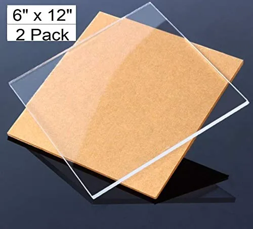 Vista 2 de DistinctAndUnique Hojas de plexiglás acrílico fundido transparente (paquete de 2) de 1/4 de pulgada de grosor (0.236 in), vidrio de plexiglás