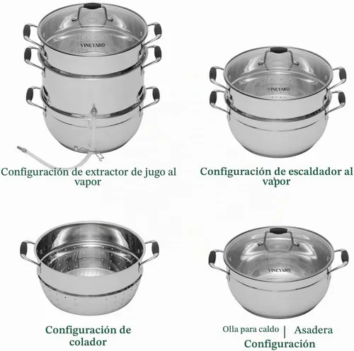 Vista 4 de Victorio VKP1150 – Juguera a vapor de acero inoxidable con tapa de vidrio templado