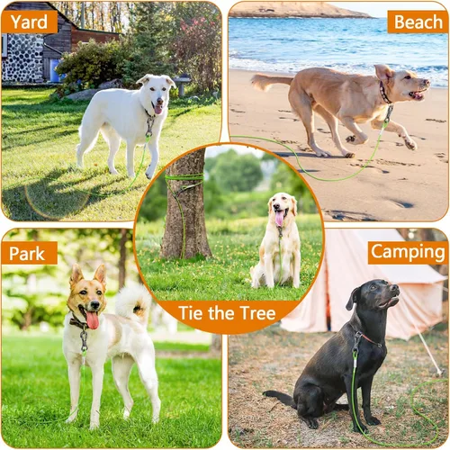 Vista 6 de XiaZ Cable de Amarre para Perros, Correas de Perro para Patio a Prueba de Masticación, Cable de Amarre Resistente para Perros Grandes de hasta 250