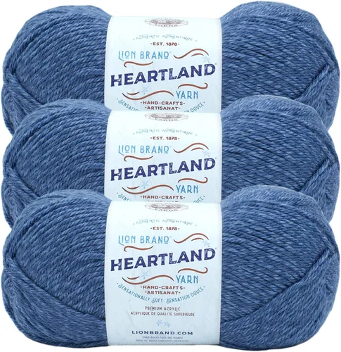 Vista 83 de Lion Brand Yarn Heartland Yarn - Hilo multicolor para tejer, tejer y tejer, paquete de 3, color congaree
