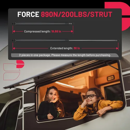 Vista 3 de BDFHYK C16-09322 - Soportes de elevación de 10 pulgadas, puntales de gas de 40 libras (178 N) para Leer Camper Shell Topper, puerta trasera