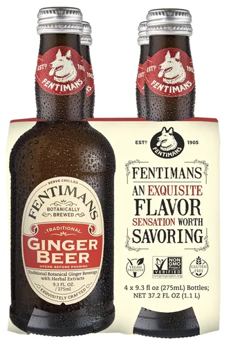 Fentimans Sparkling Ginger Beer - Cerveza de jengibre sin alcohol, Ginger Ale hecha con raíz de jengibre natural, sin sabores ni conservantes