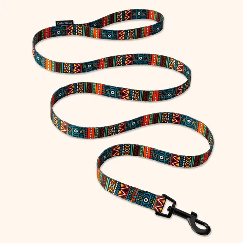 Vista 4 de CollarDirect Correa para perro duradera para mascotas, para caminar, entrenar y correr para pequeña, mediana y grande (patrón étnico, verde, L)
