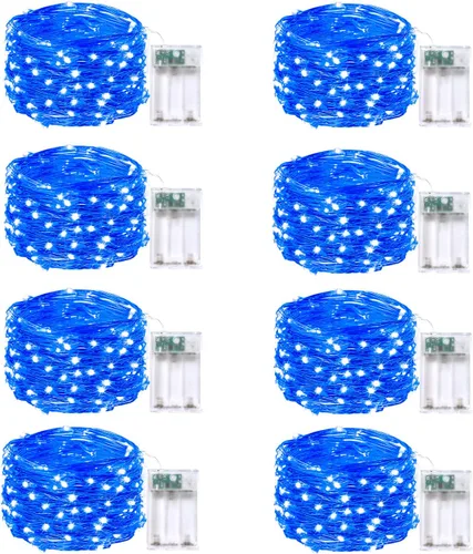 Vista 67 de Paquete de 2 guirnaldas de luces LED, funcionan con pilas, 5 m, 50 luces intermitentes, temporizador, impermeables, para habitaciones, bodas
