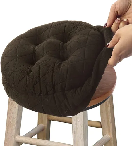 Vista 23 de BUYUE Cojín de Asiento de Taburete de Bar Redondo, Diám.12 Jacquard de Lujo y Moda con Silicona Antideslizante Acolchado para Taburete de Bar Beige