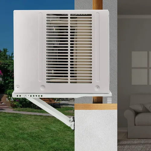 Vista 8 de Soporte de aire acondicionado de ventana con 2 brazos, soporte de CA resistente para unidad de ventana, kit de instalación de hasta 200 libras