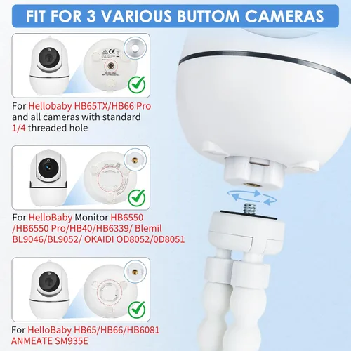 Vista 3 de Soporte para monitor de bebé mejorado: trípode ajustable de 7.8 pulgadas para cámara de bebé HelloBaby