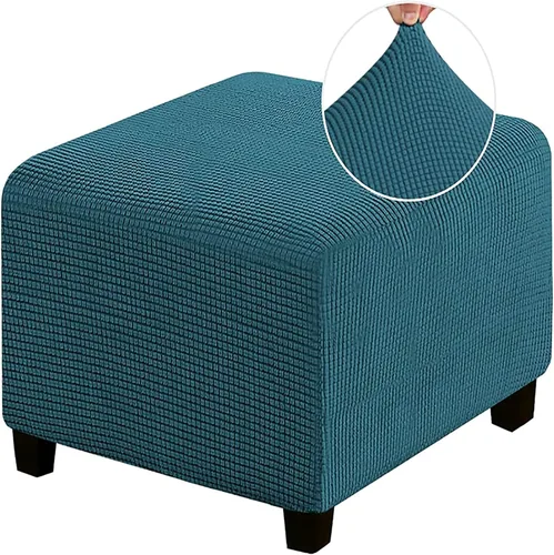 Vista 14 de Funda otomana de alta elasticidad, fundas protectoras de terciopelo elástico para reposapiés, lavable, resistente a la suciedad, con parte inferior