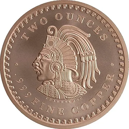 Vista 3 de Medallón de cobre puro .999 de 2 oz (calendario azteca)