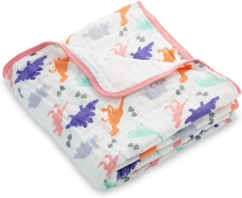LollyBanks Manta de muselina para bebé 100% algodón, 6 capas, mantas suaves para bebés para niñas, manta grande de 47 x 47 pulgadas versátil para