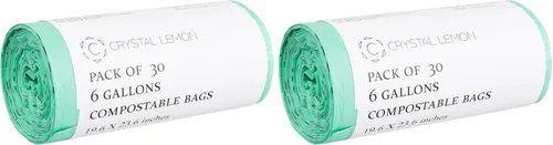 Vista 10 de Crystal Lemon - 30 bolsas biodegradables de 6 galones, resistentes y sin perfume, ideales para cocina, baño, patio y residuos de alimentos